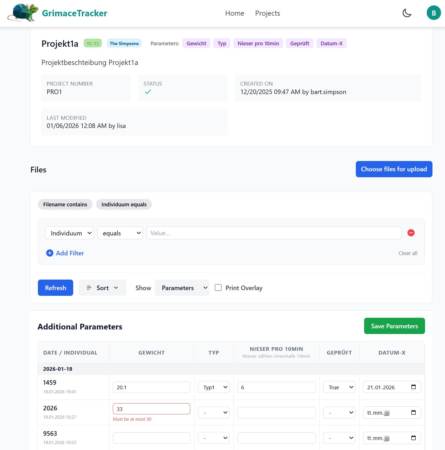 Parameterkonfiguration